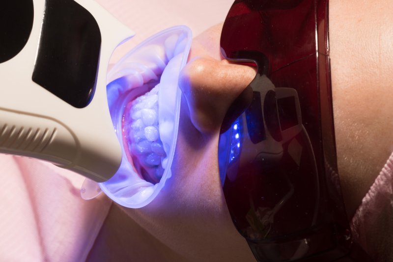 woman undergoing teeth whitening